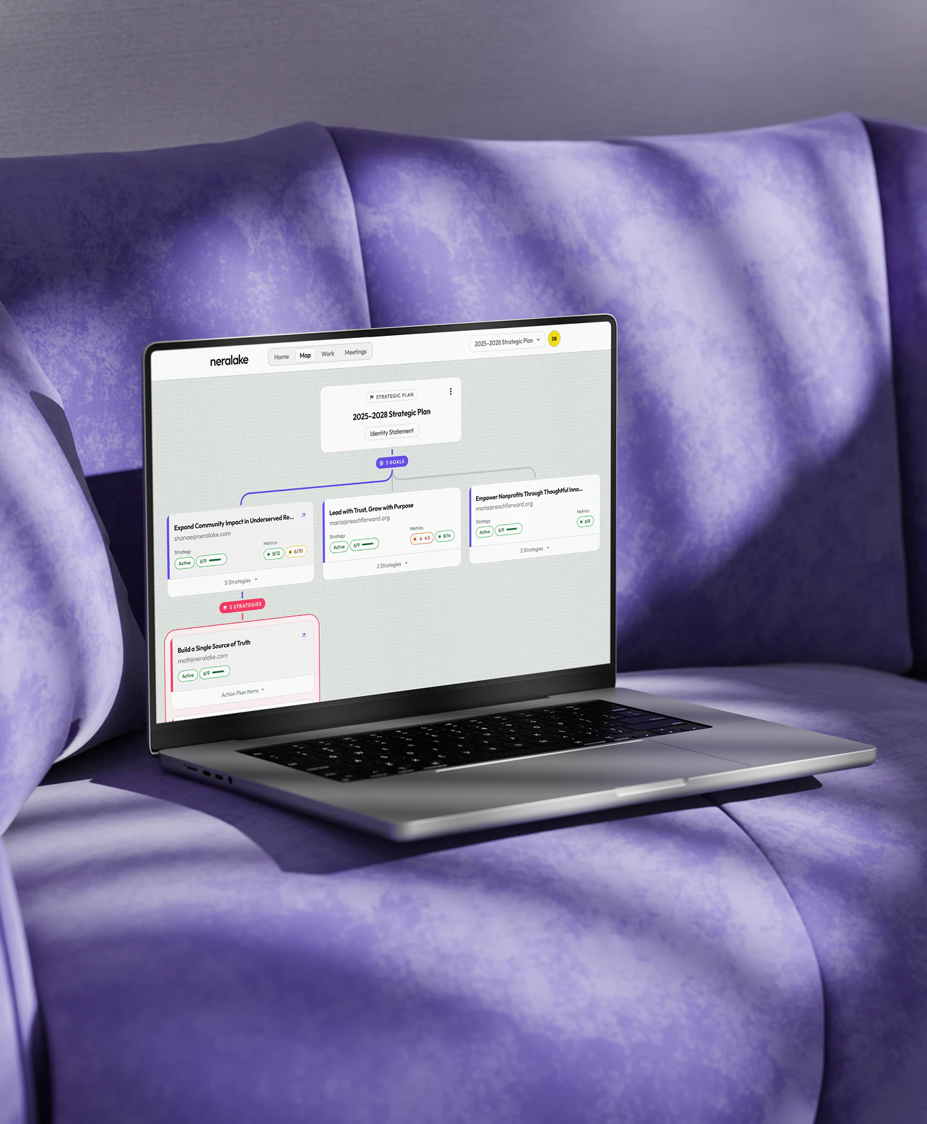 Neralake dashboard open on a laptop